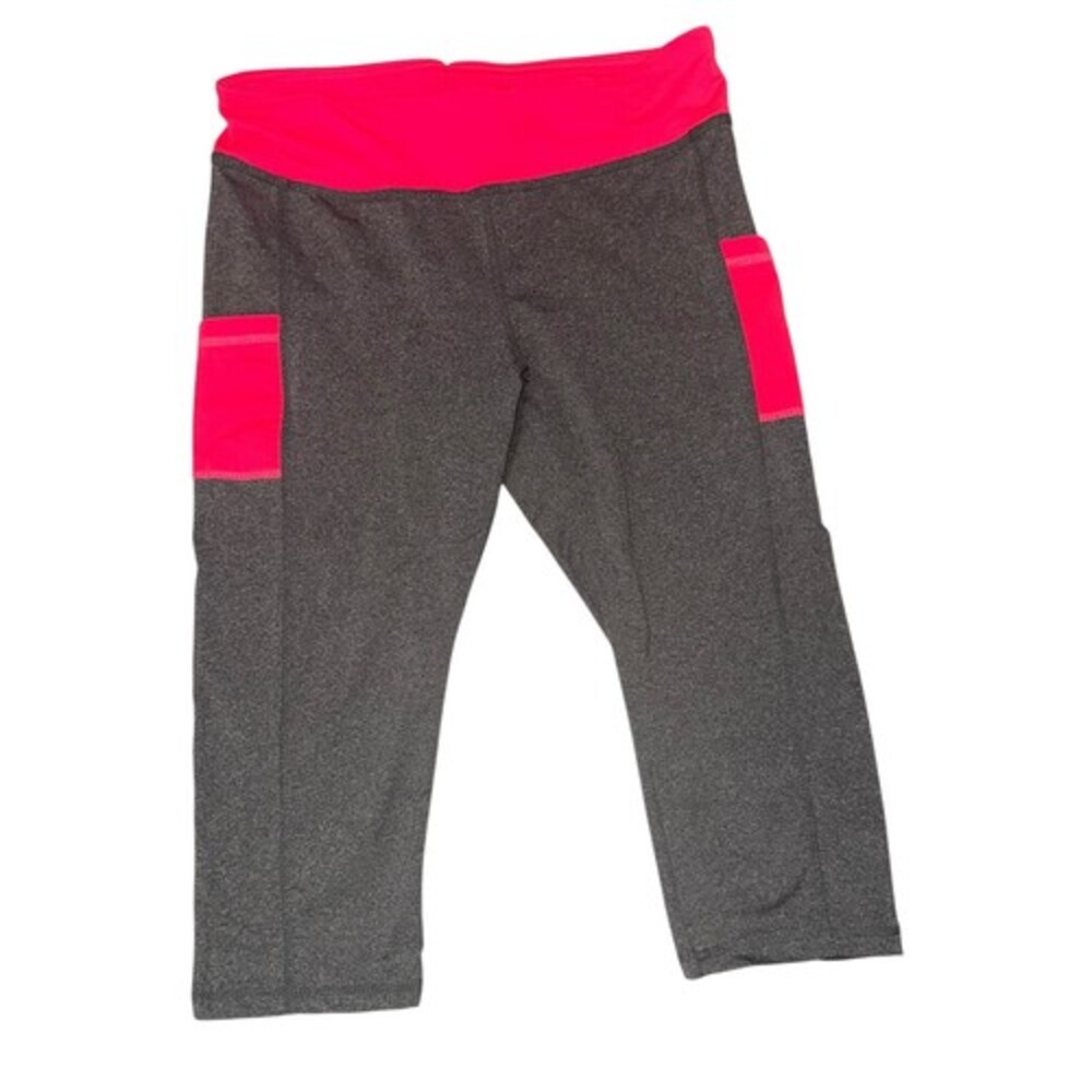 Women's Gray and Pink Yoga Leggings with Pockets XL